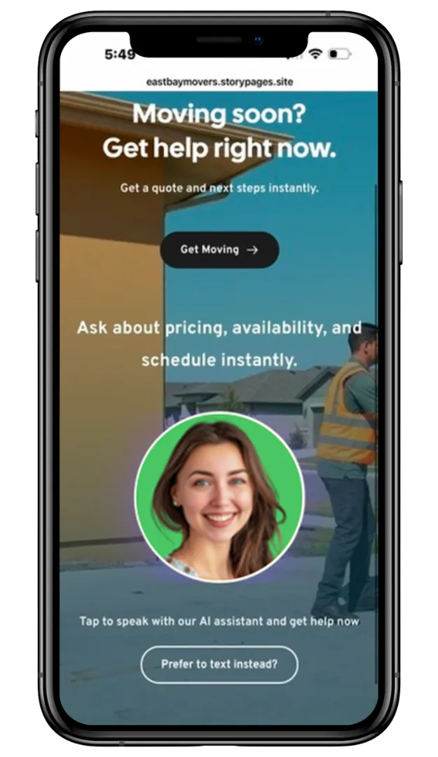 Contractor holding work tools with phone showing MAYA voice AI — keep your crews working with Dyalog