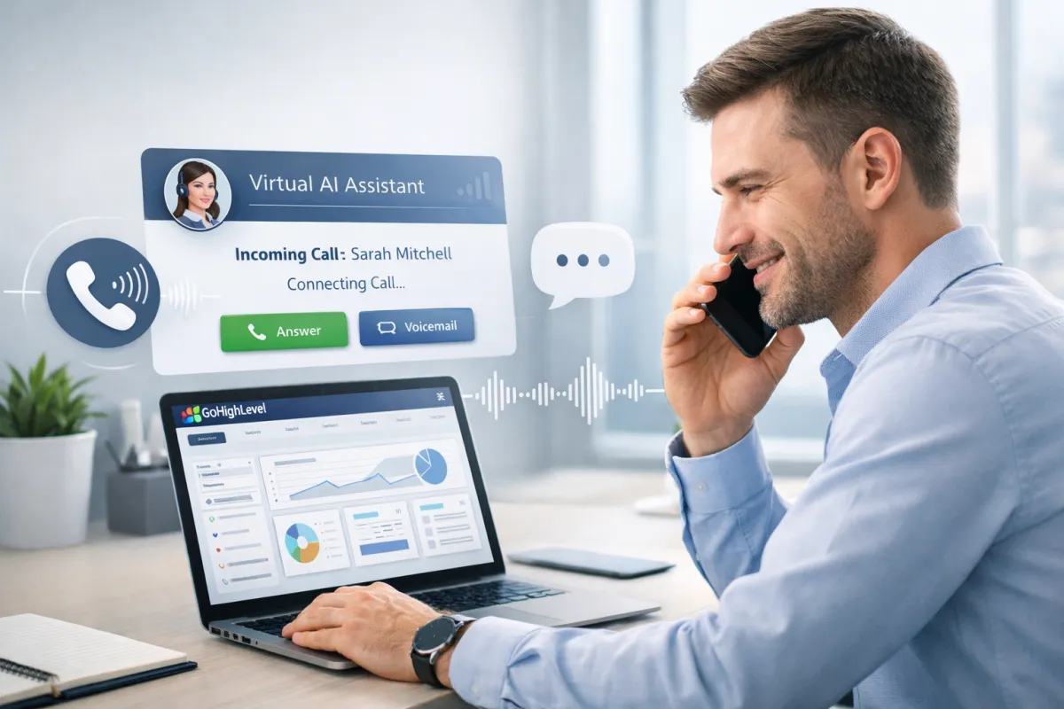 AI receptionist UK, GoHighLevel AI receptionist, AI phone assistant UK, CRM automation UK