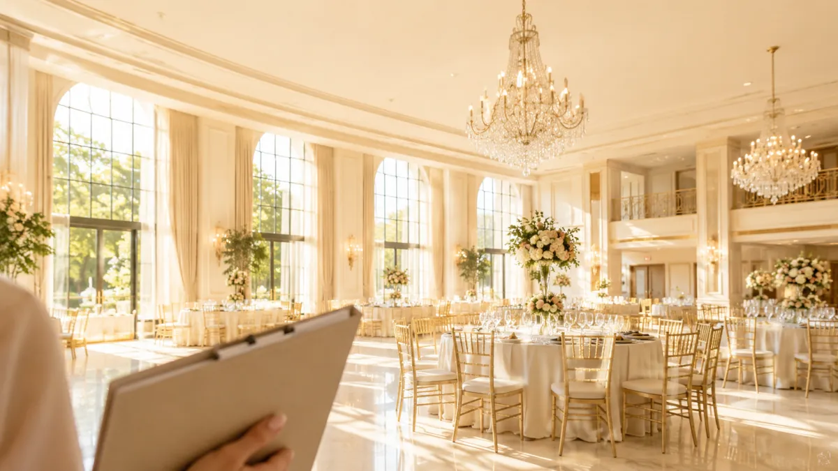 Salon de nuntă elegant la vizionare — cum alegi localul de nuntă