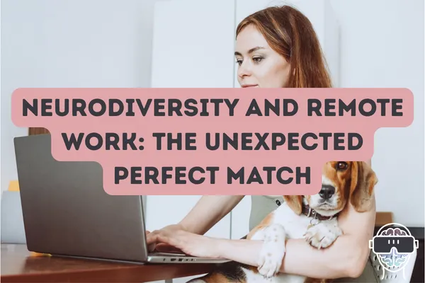 lady sat at a desk with her beagle dog on her knee while she works on her laptop