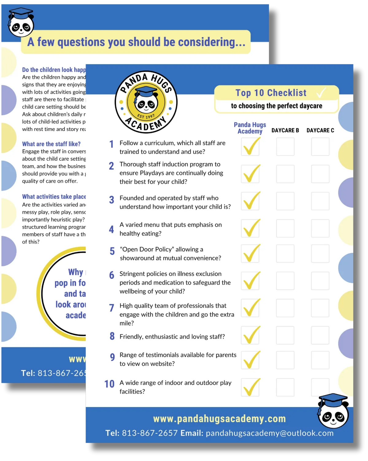 parent child care comparison checklist guide