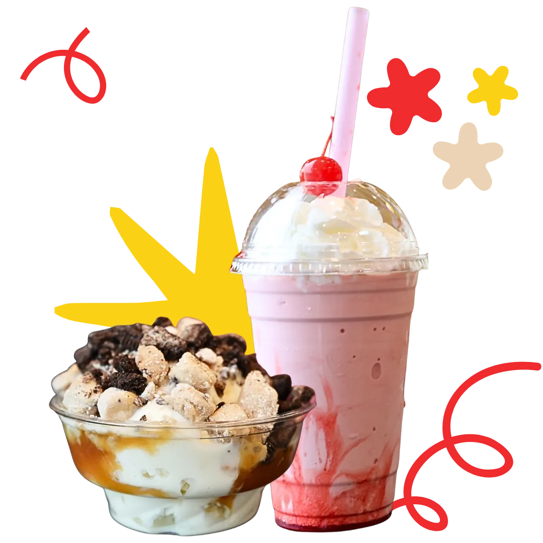 Frozen custard sundae and shake at Michael's Pizza & More