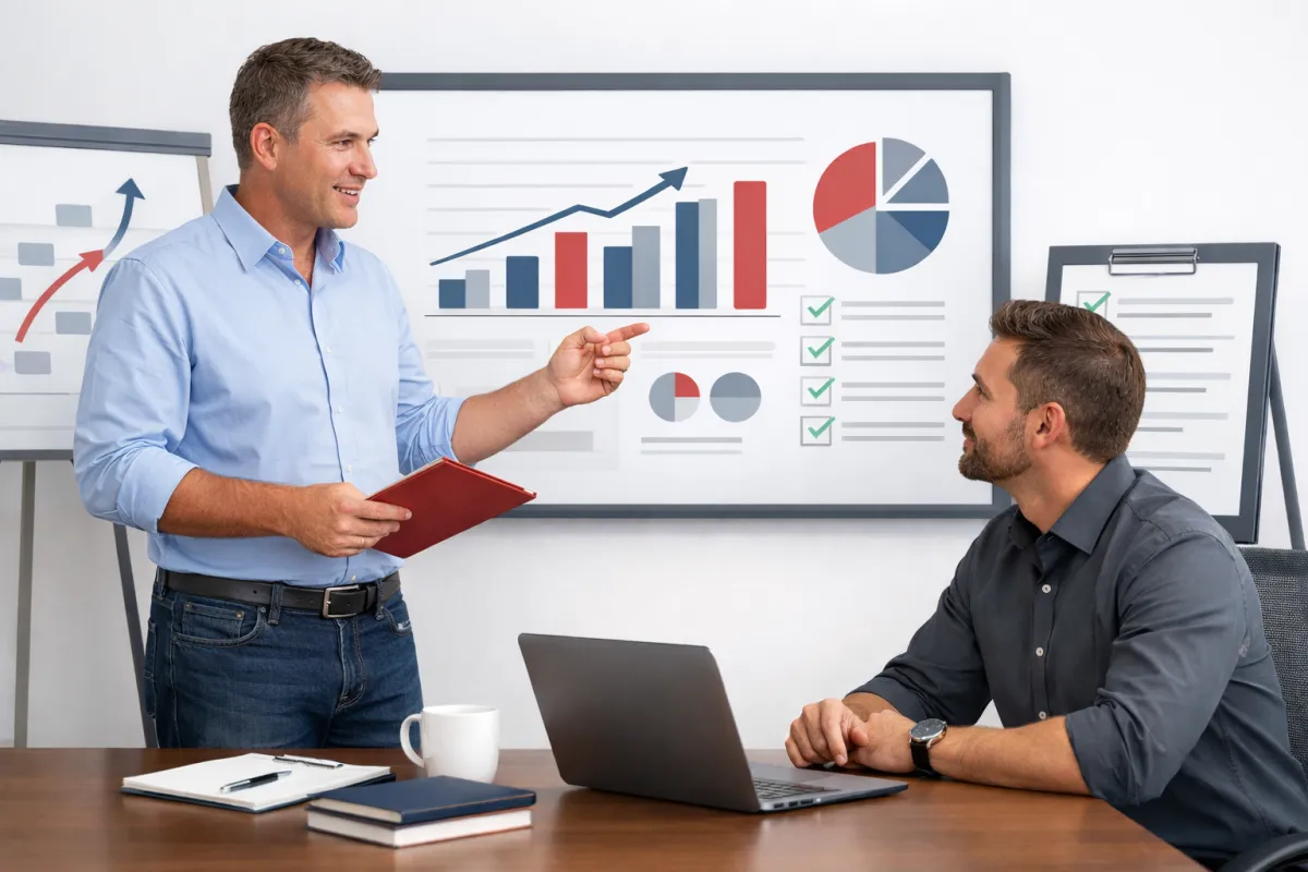 Advisor providing ongoing dashboard training and performance review support