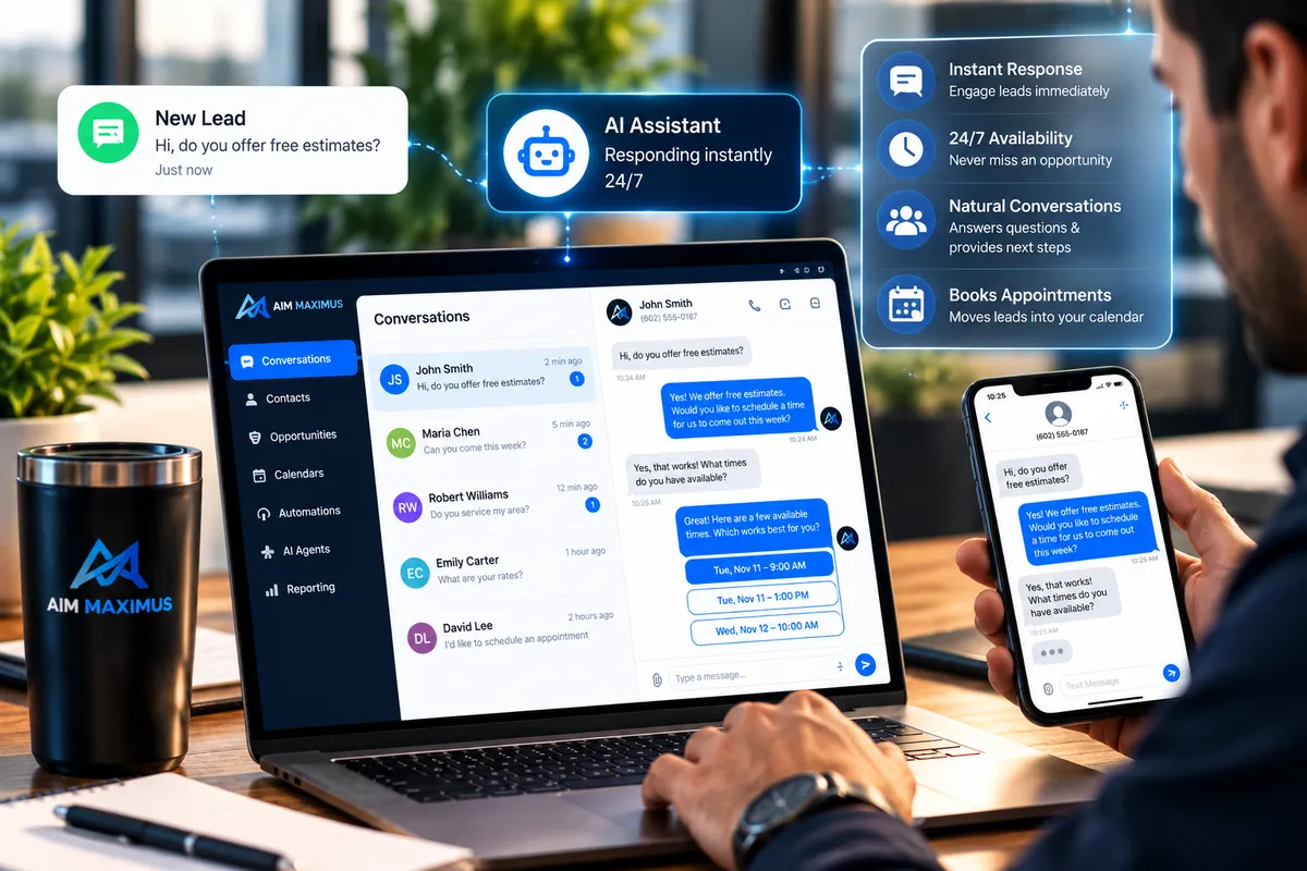 Business owners reviewing AI automation technology