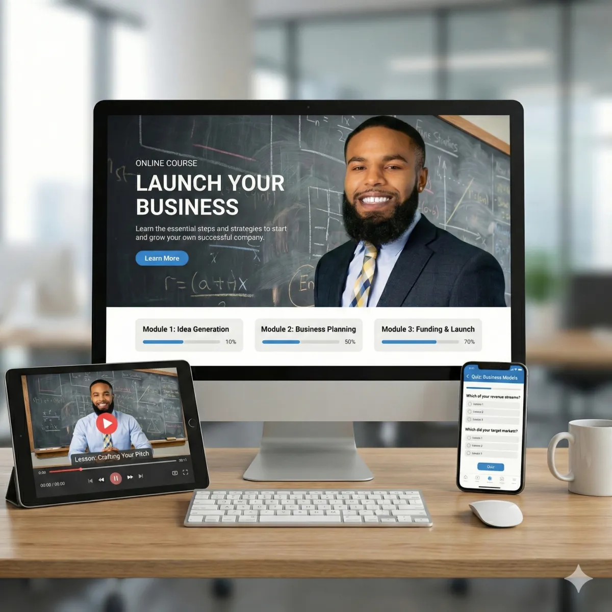 A group of learners engaging in an online workshop, diverse ages, interactive screens, home office backgrounds, 1:1 aspect ratio