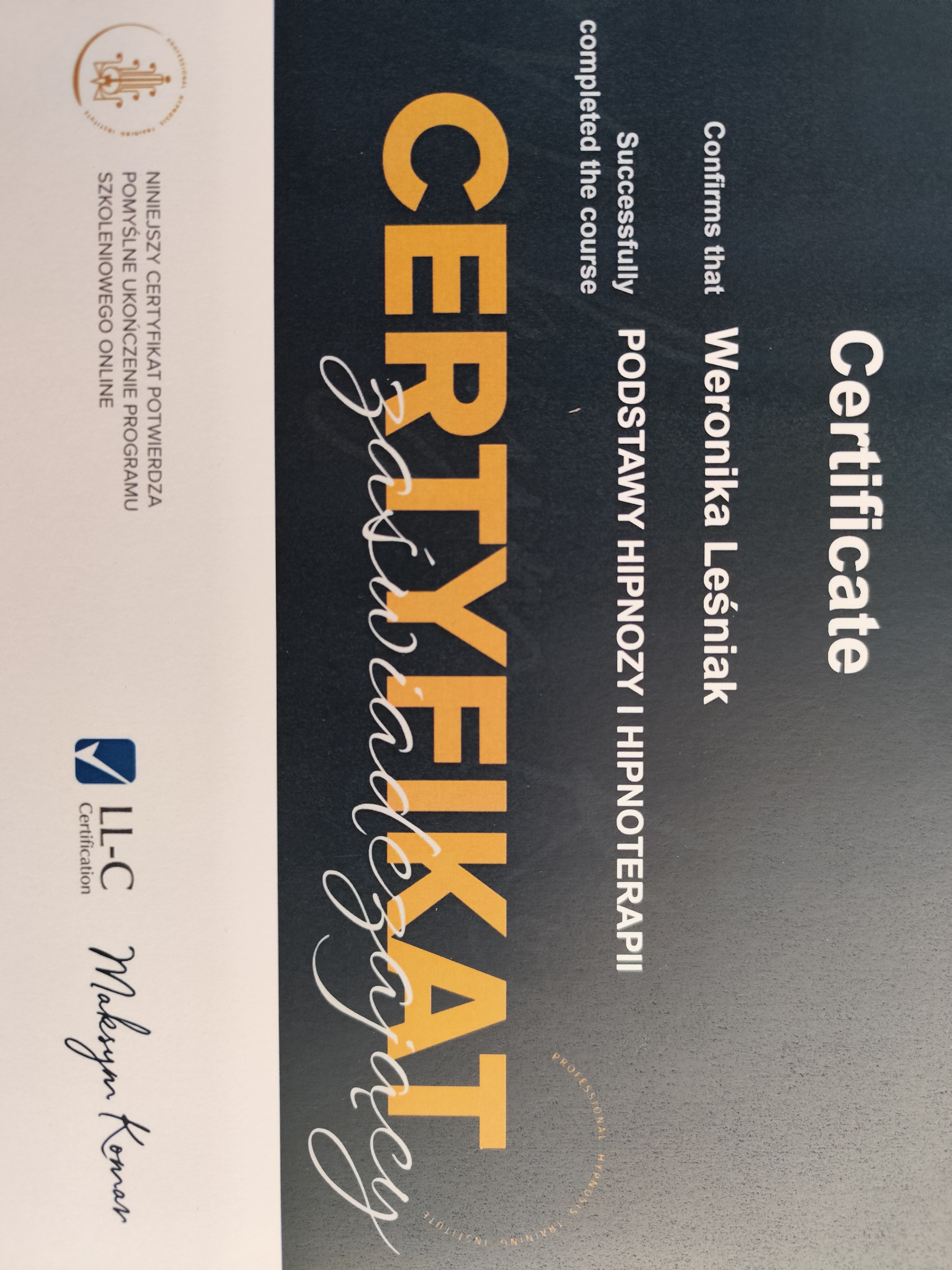 Weronika Leśniak hipnoterapia online