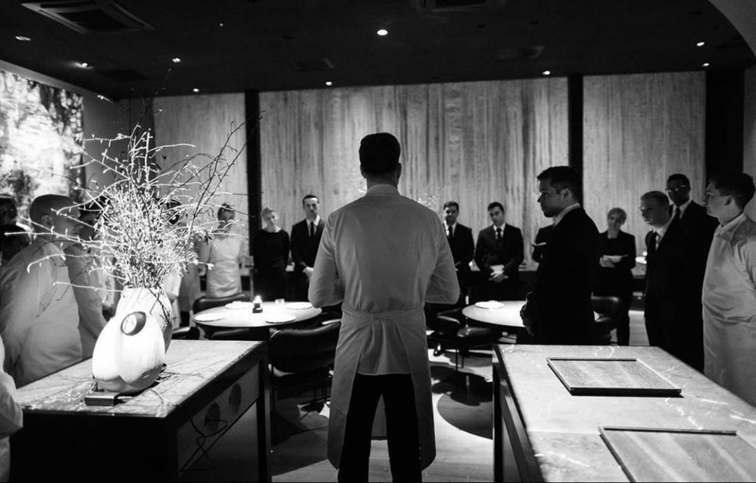 Chef working in a minimalist kitchen