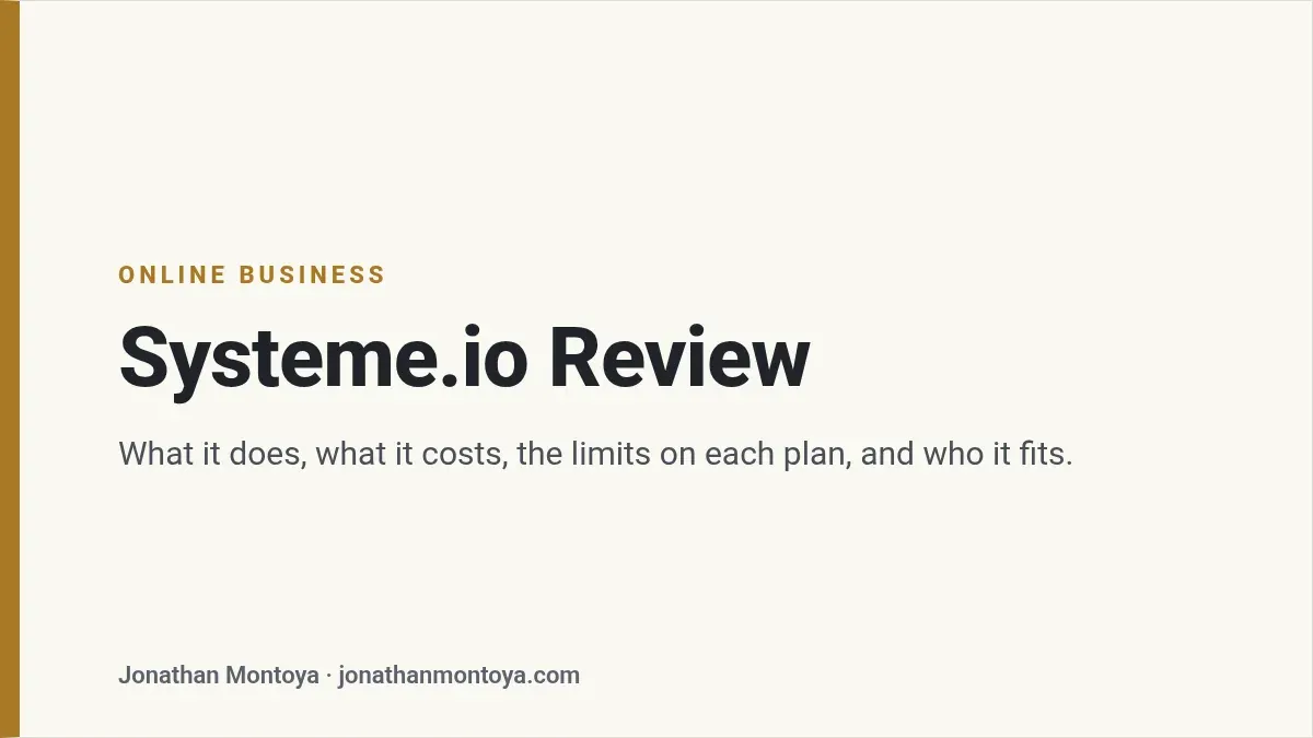 Title card: Systeme.io Review