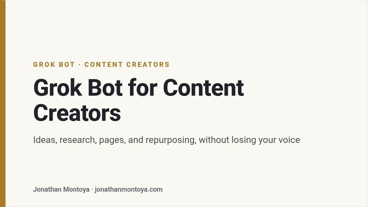 Title card: Grok Bot for Content Creators