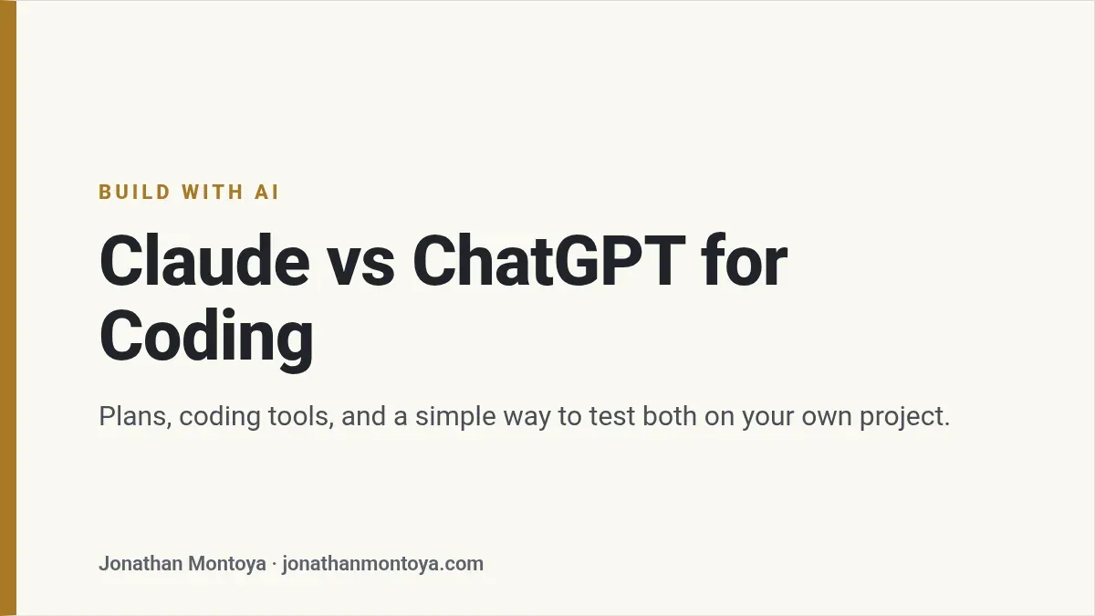 Title card: Claude vs ChatGPT for Coding