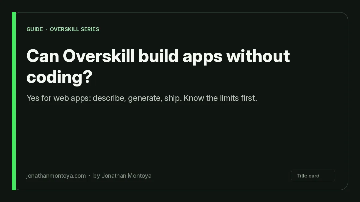 Title card: Can Overskill build apps without coding