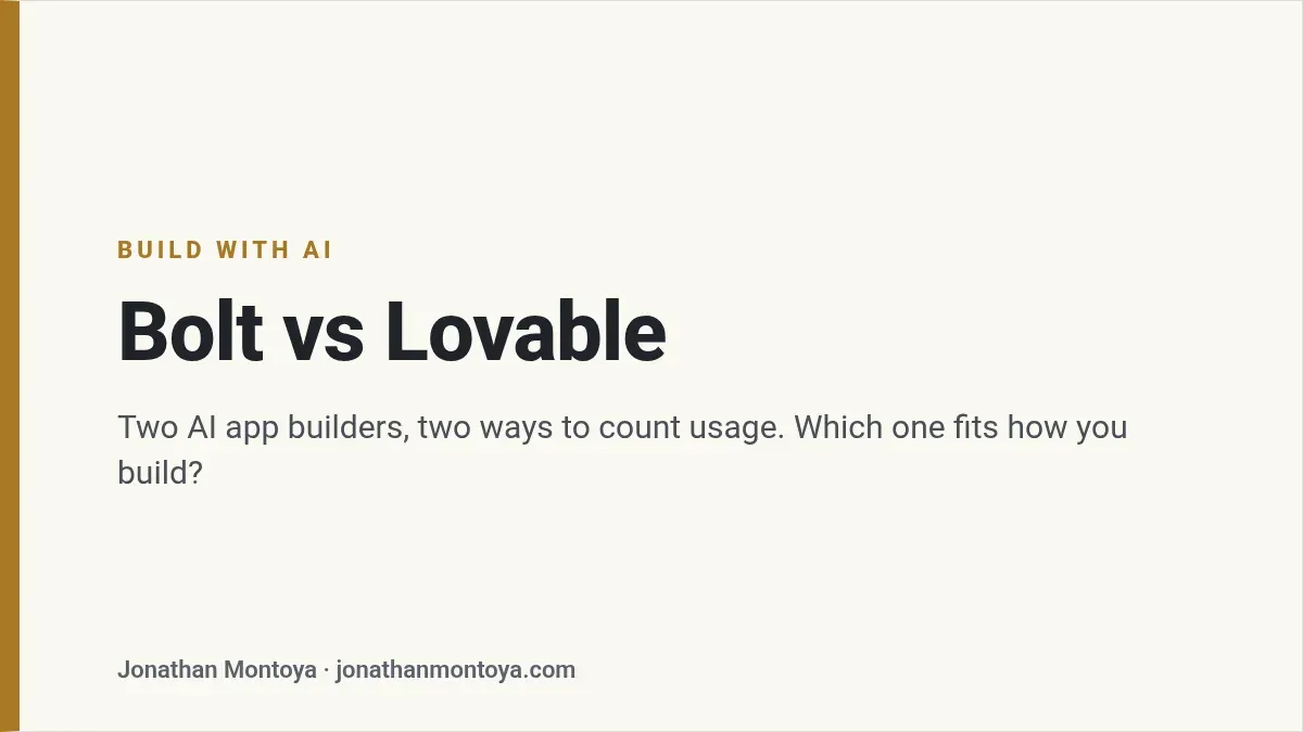 Title card: Bolt vs Lovable