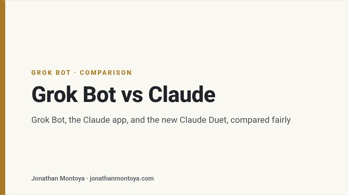 Title card: Grok Bot vs Claude