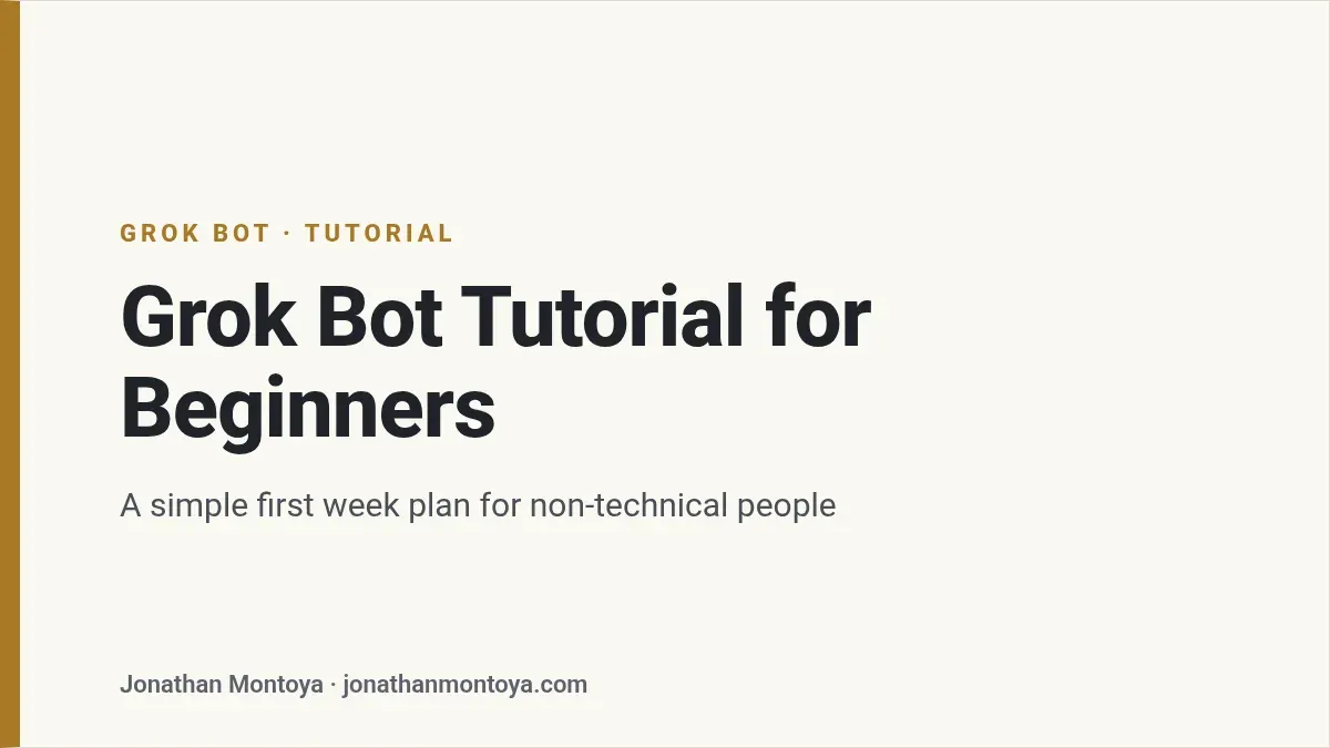 Title card: Grok Bot Tutorial for Beginners