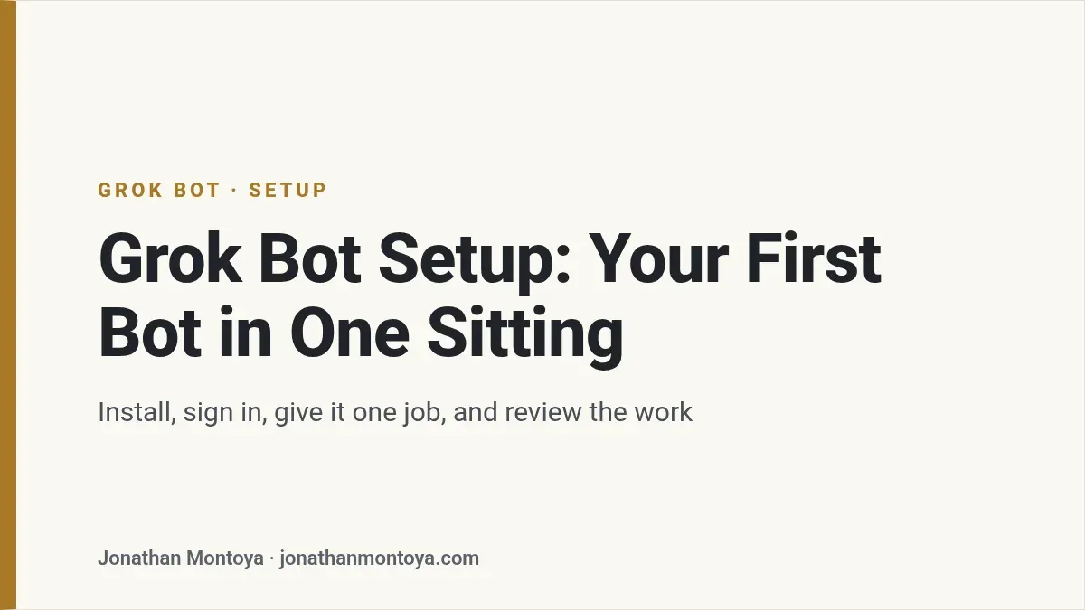 Title card: Grok Bot Setup