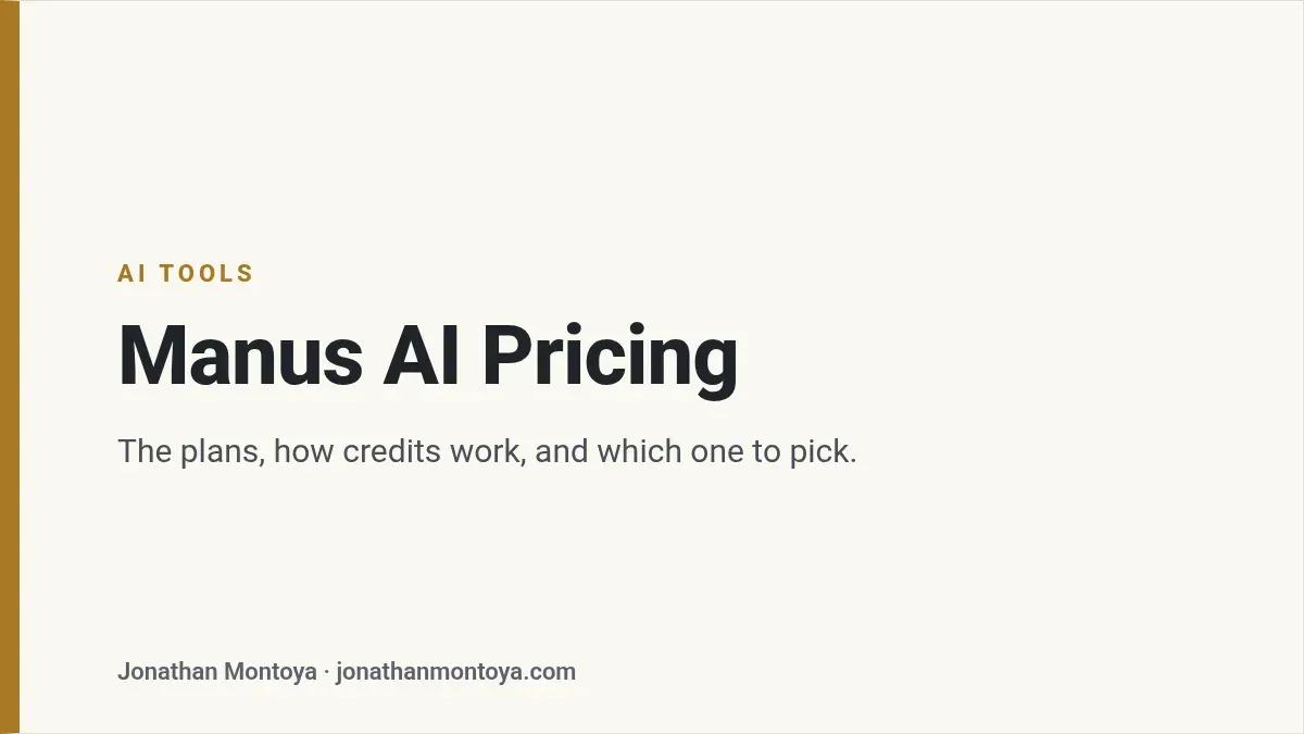 Title card: Manus AI Pricing