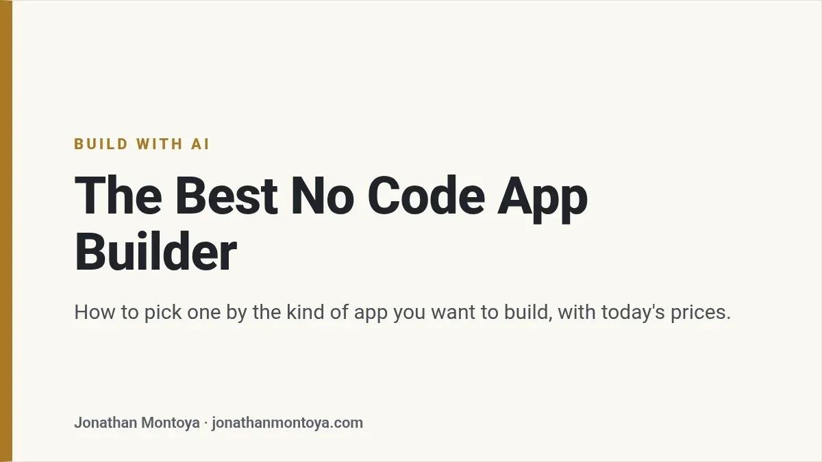 Title card: The Best No Code App Builder