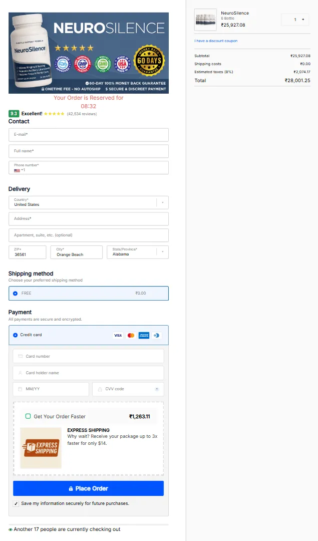 NeuroSilence-order page