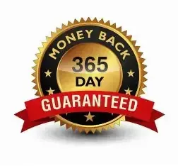 "BellyFlush-365 day money back guarantee badge"
