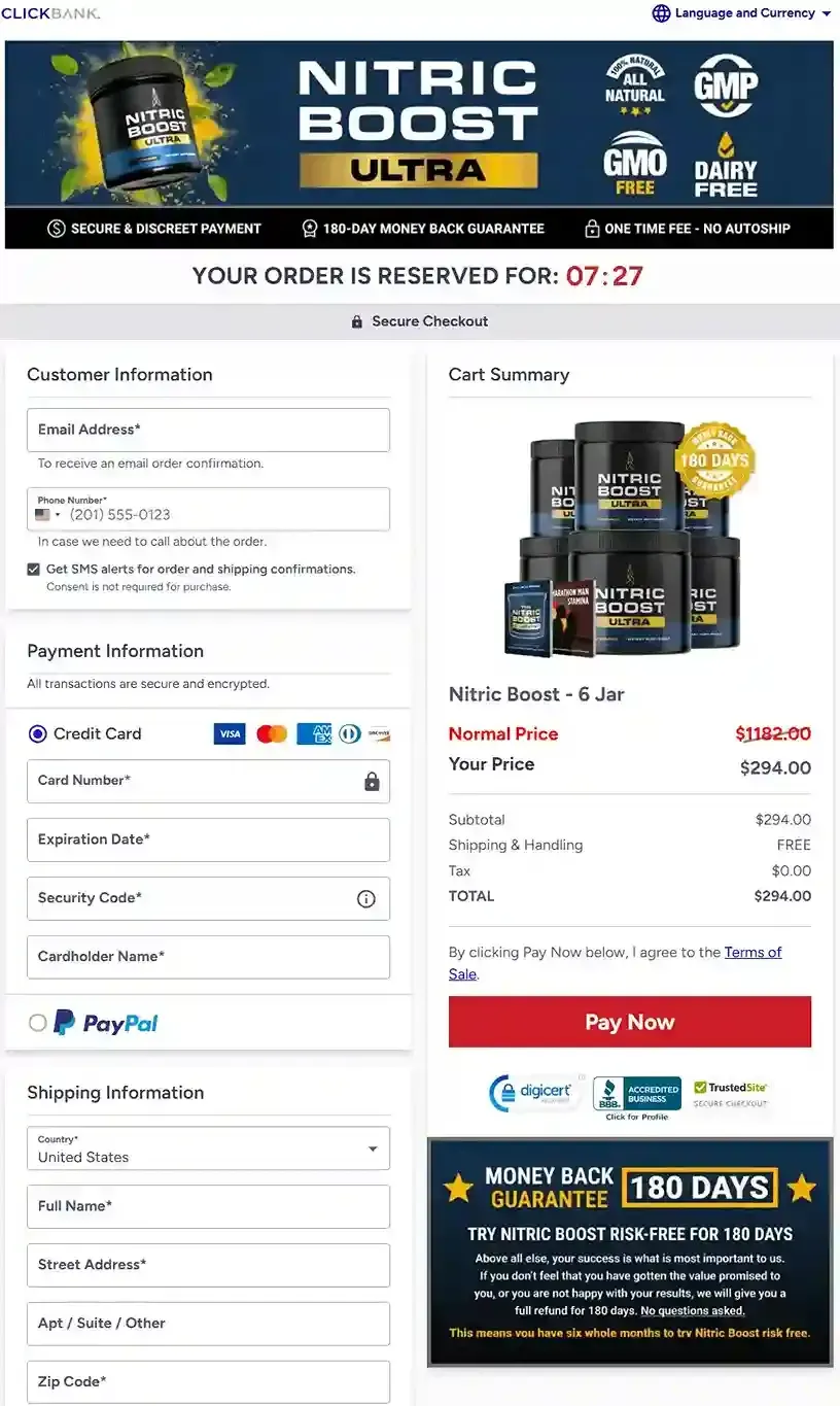 Nitric Boost Ultra-order page
