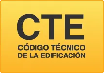  Logotipo del Código Técnico de la Edificación (CTE), normativa de seguridad que garantiza la calidad y cumplimiento de las soluciones de Babysecur.