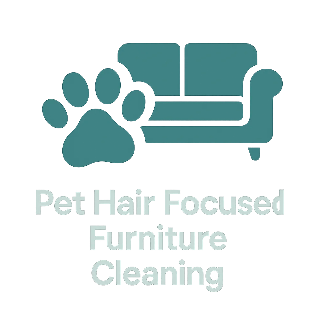 Paw and couch icon labeled 'Pet Hair Focused Furniture Cleaning,' featuring specialized service for homes with pets
