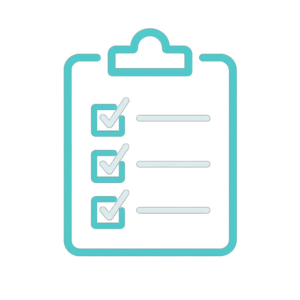 Clipboard checklist icon symbolizing True Cleaning Experts’ fully trained cleaning staff using systematic checklists