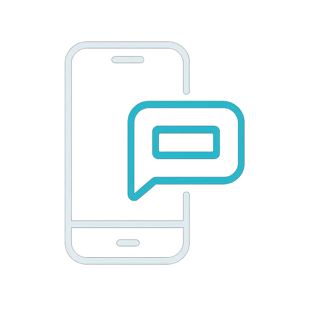 Smartphone with message icon indicating real-time booking confirmations and text notifications for cleaning appointments