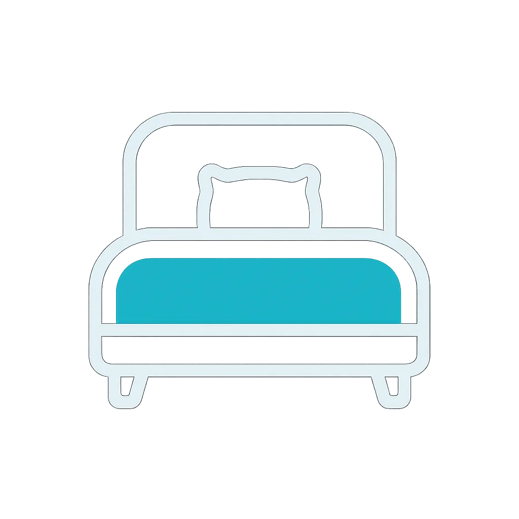 Icon of a bed representing True Cleaning Experts’ bedroom and living space cleaning services including dusting, fan blades, furniture detailing, and mopping
