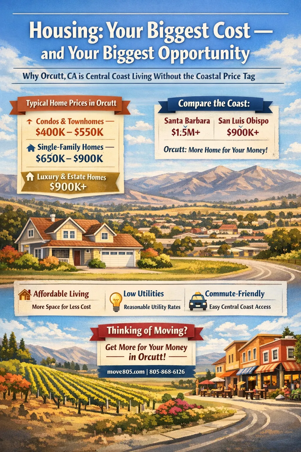 Cost of living in Orcutt CA — neighborhood street view, Central Coast California