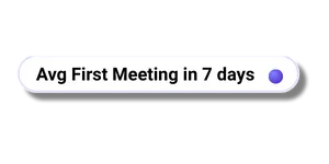 Stat pill reading average first meeting in 7 days.