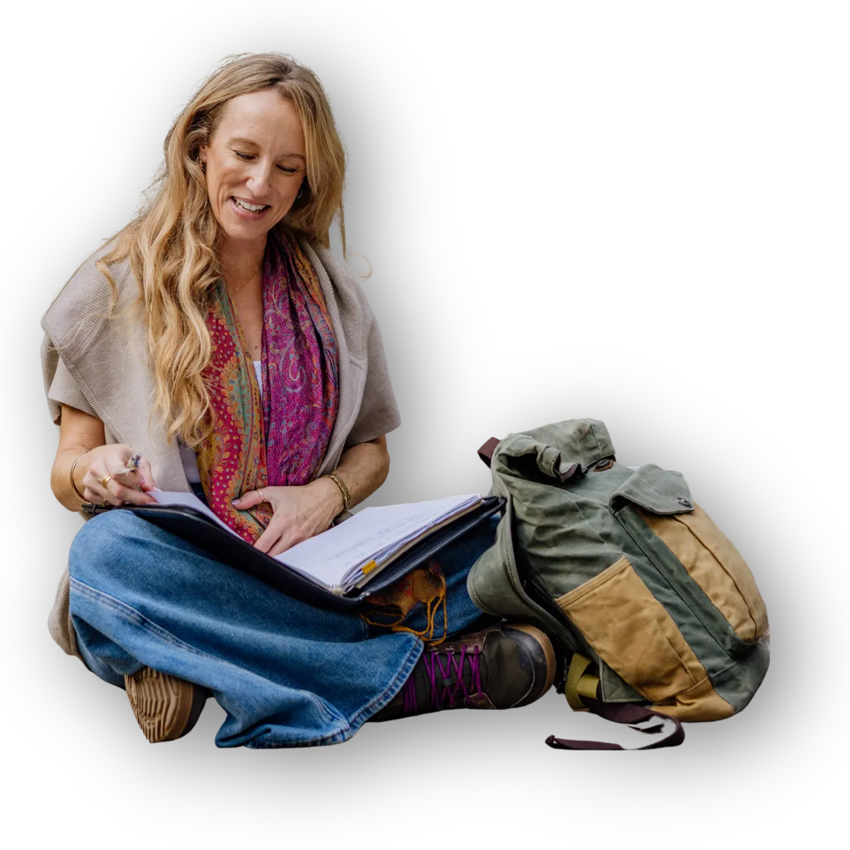 Michelle reading her printed ebook