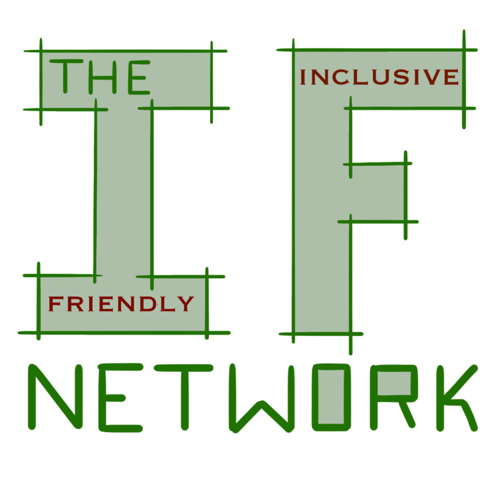 The IF Network Logo.  The words inclusive and friendly are embedded in the letters in the logo