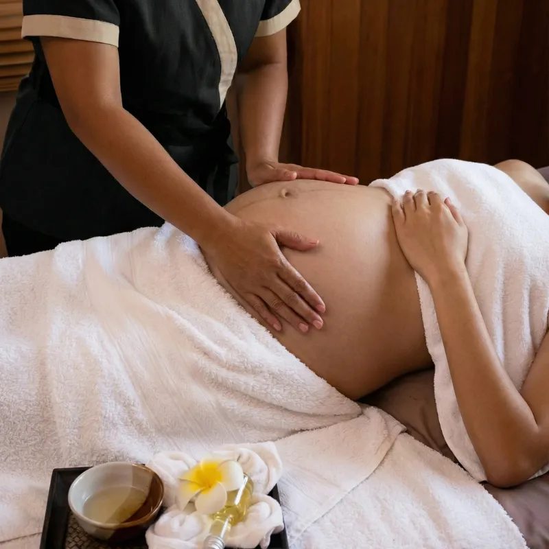Warm Thai herbal compress treatment applied to the back at Signature Massage & Beauty.