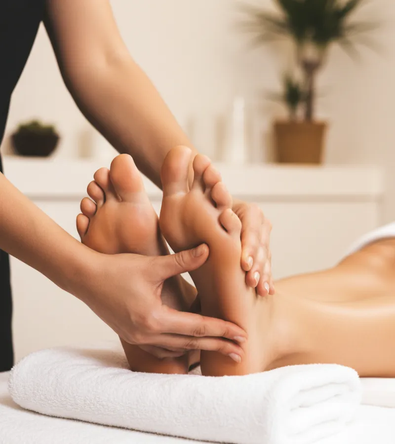 Reflexology foot treatment with pressure-point technique at Wonderful Massage Holmview