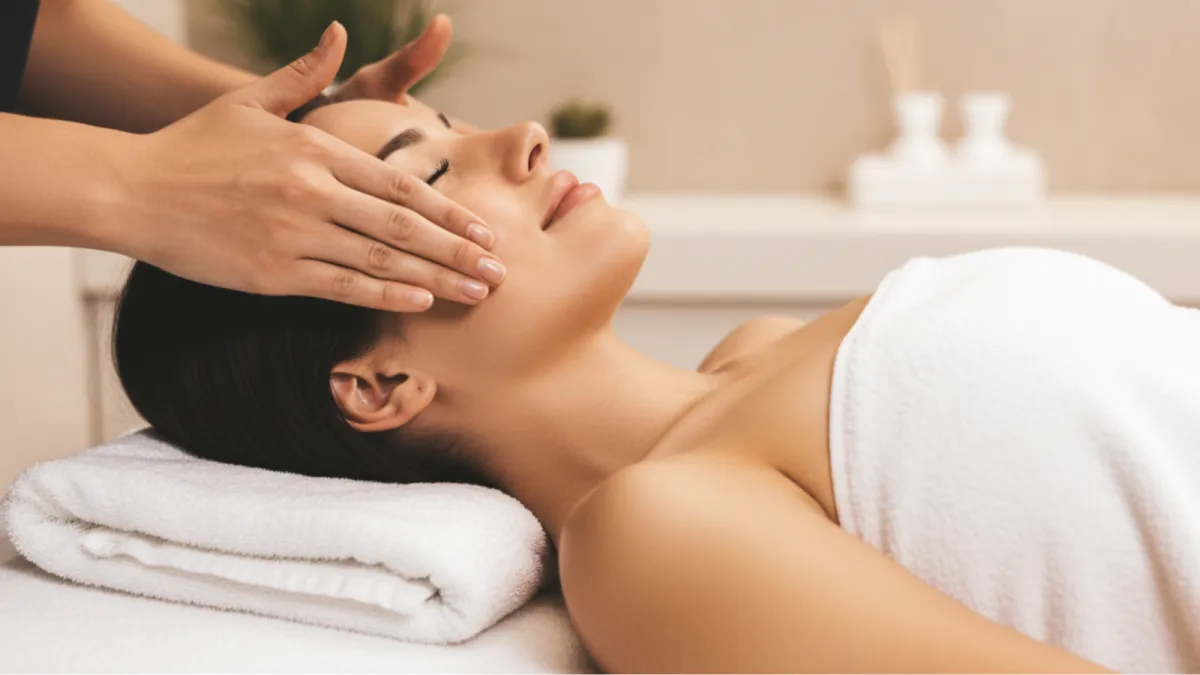 Facial treatment setup with skincare products at Wonderful Massage Holmview