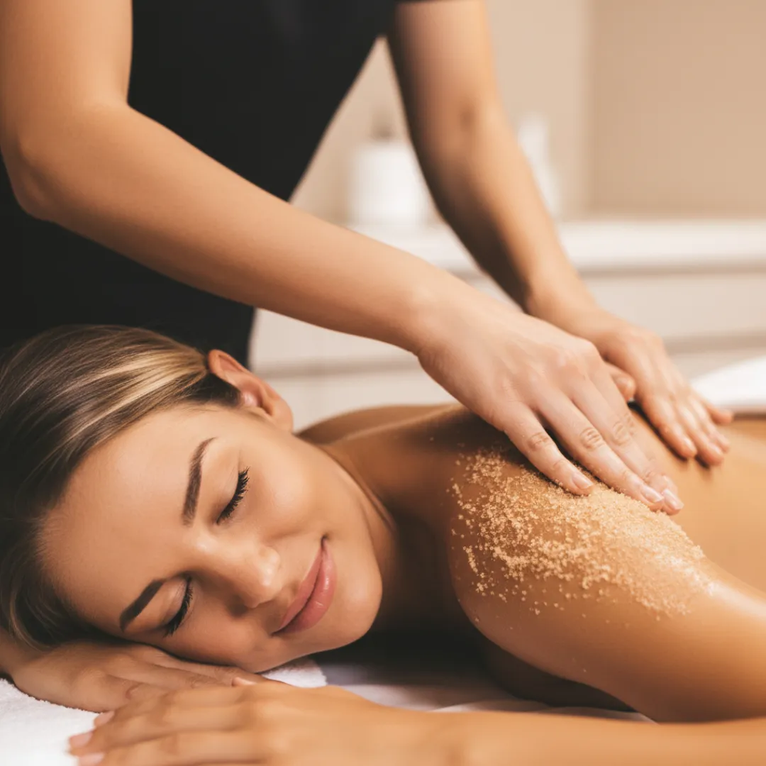 Body scrub treatment promoting circulation and skin renewal