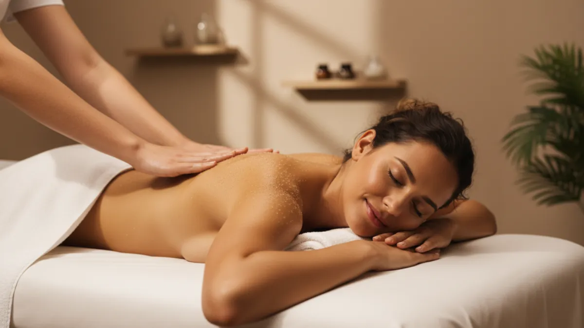 Body scrub spa treatment setup at Wonderful Massage Holmview