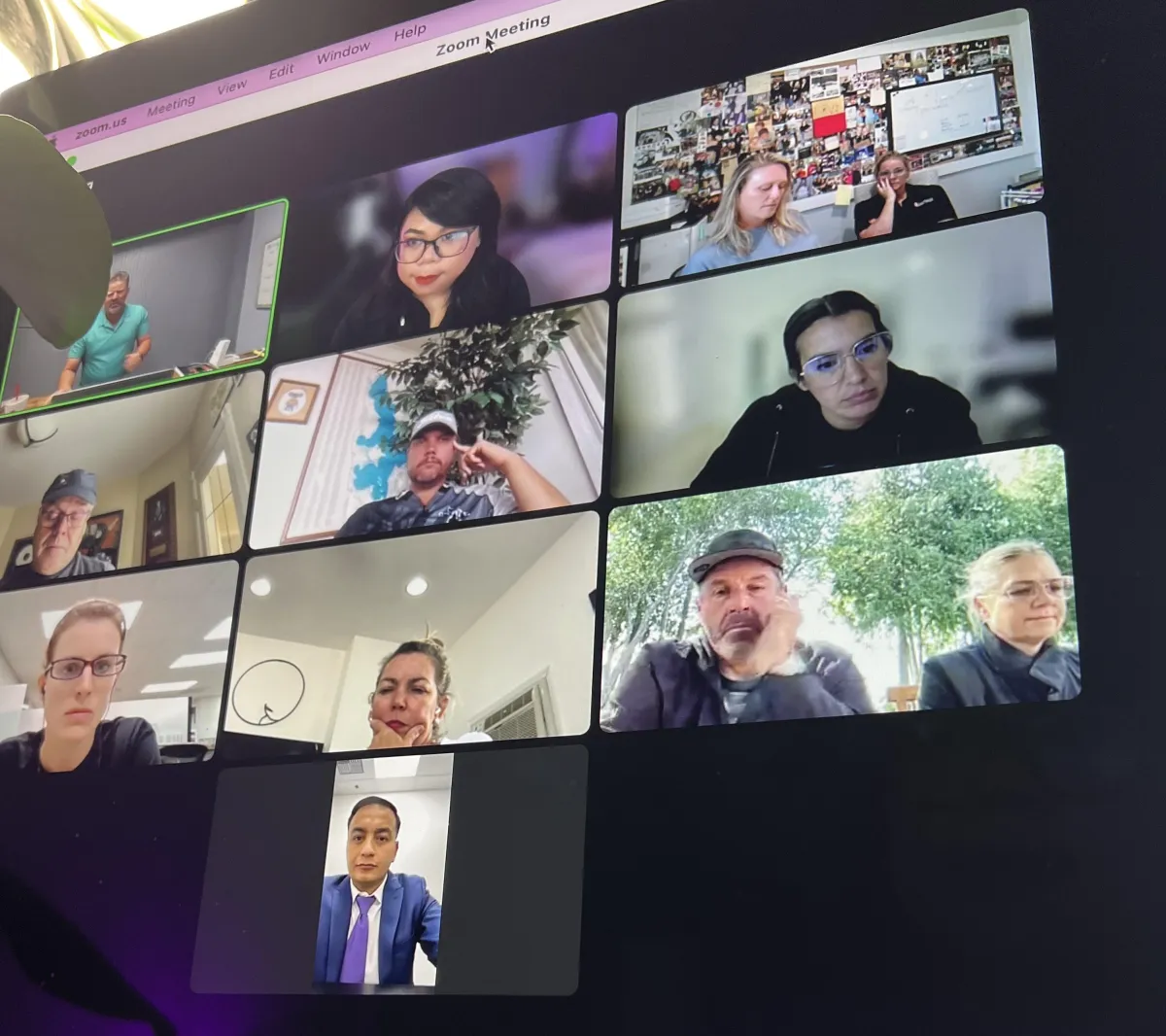 a large display of blue lights in a dark room
