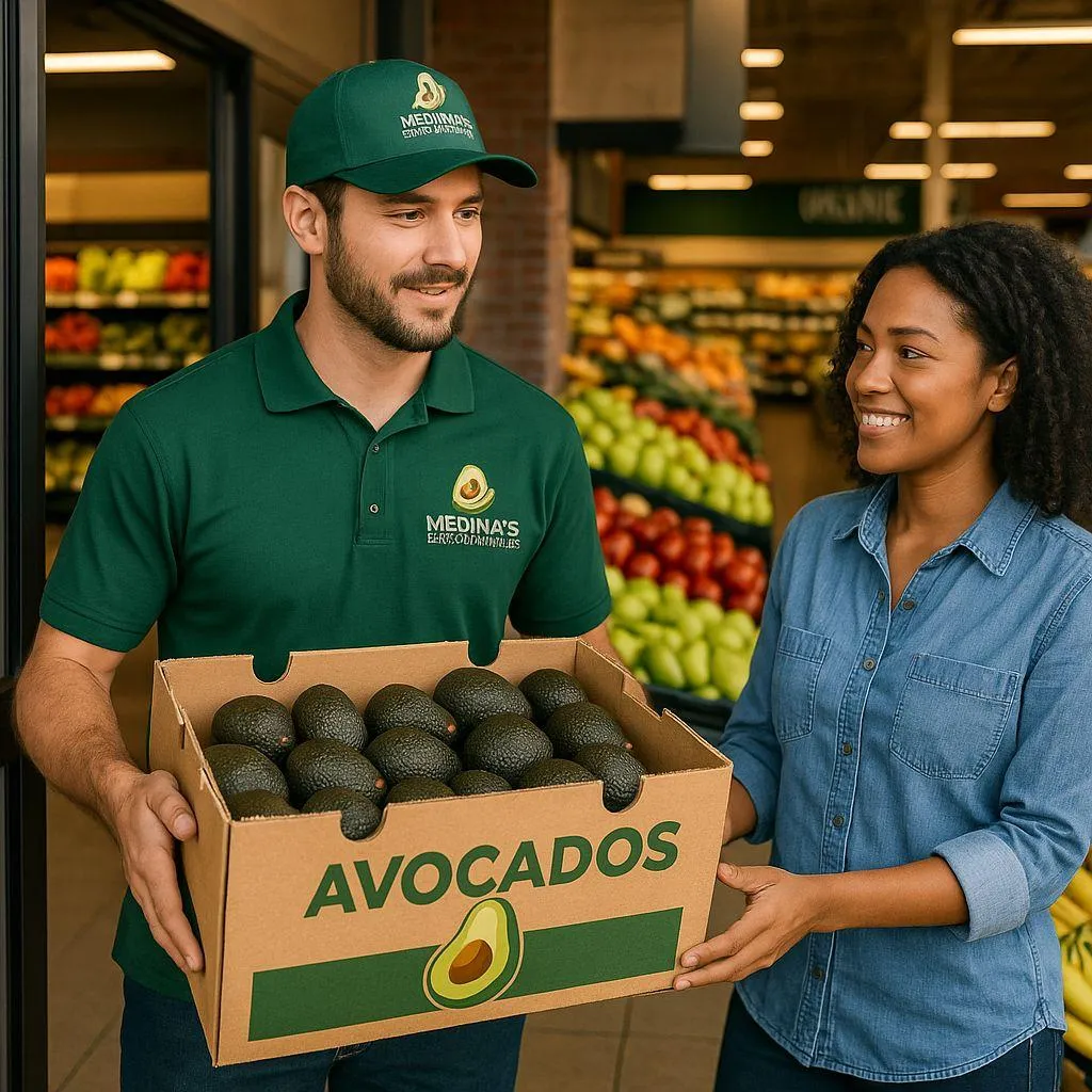A green double-decker bus drives on the road.
