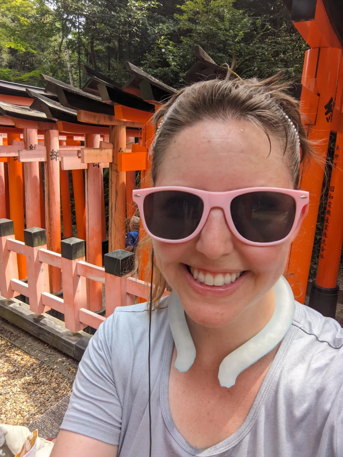 Selfie by Red Gates in Kyoto, Japan