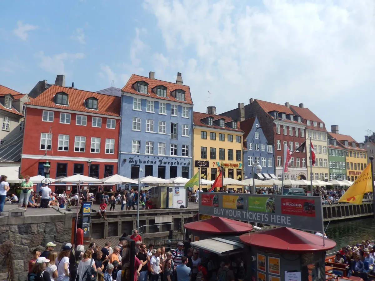 Famous row of colorful buildings in Copenhagen, Denmark