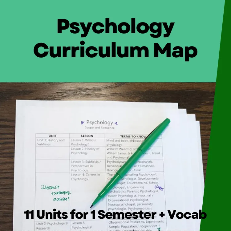 Preview of Psychology curriculum map