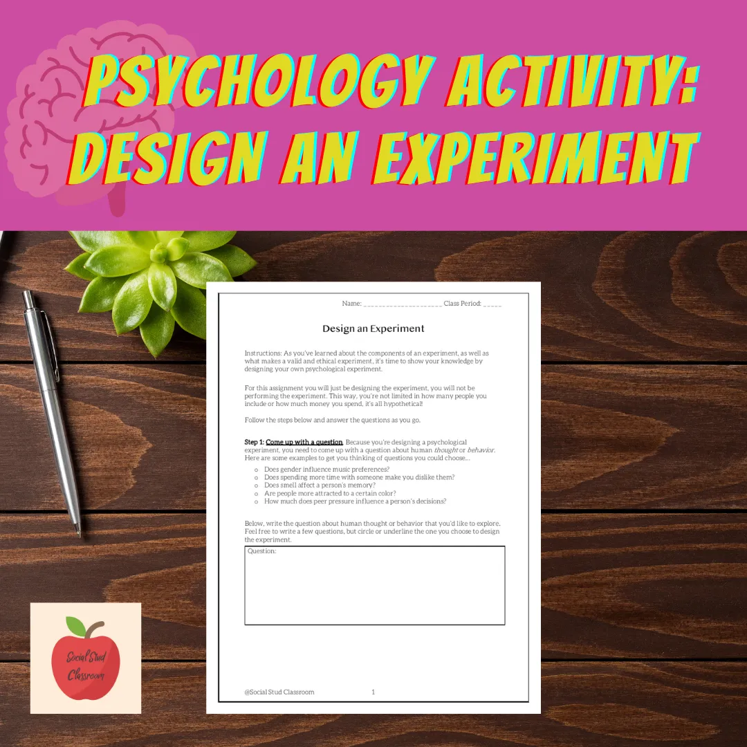 Preview of Psychology activity: design an experiment 