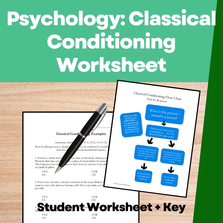 Preview of Psychology worksheet: classical conditioning