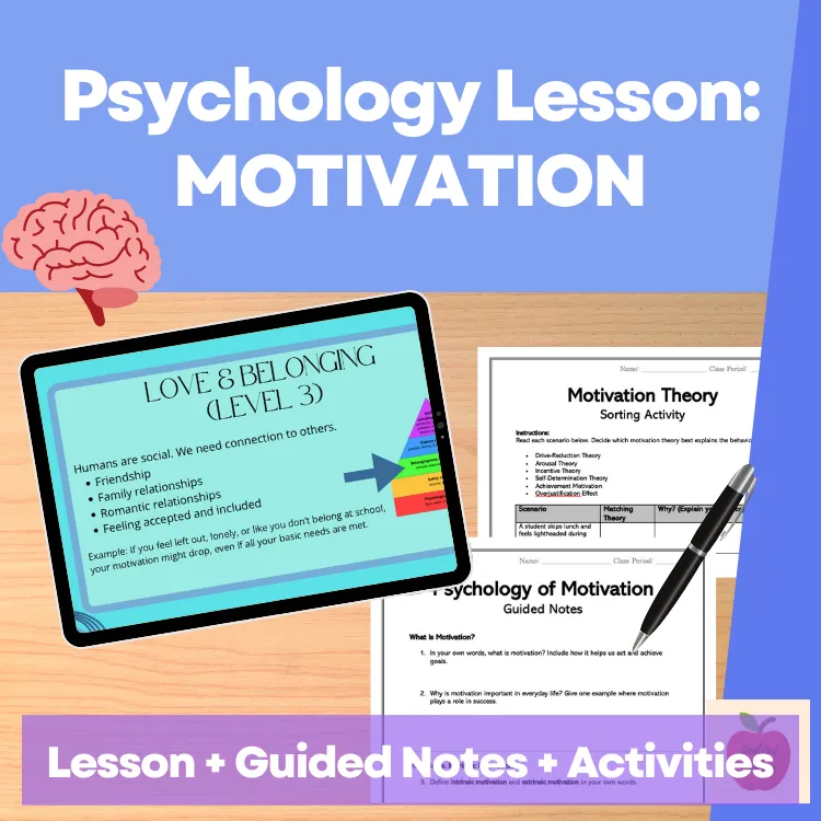 Preview of Psychology lesson: motivation