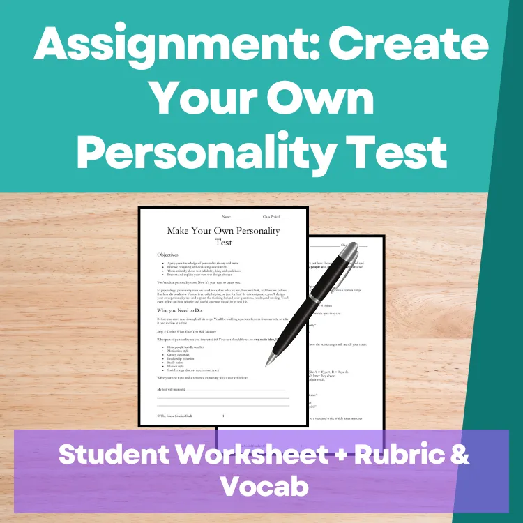 Preview of Psychology activity: Create your own personality test