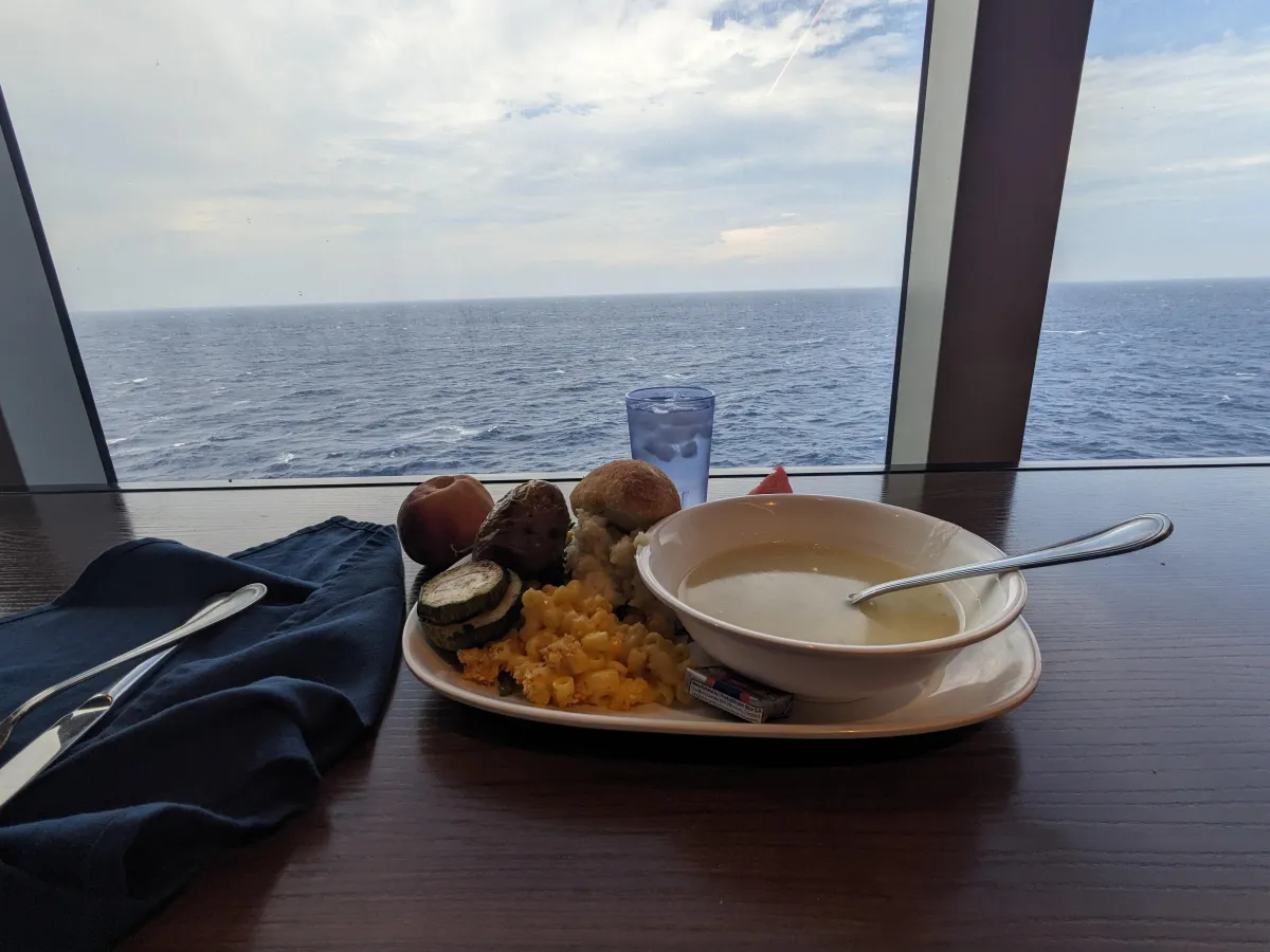 Food from the buffet on MSC seashore