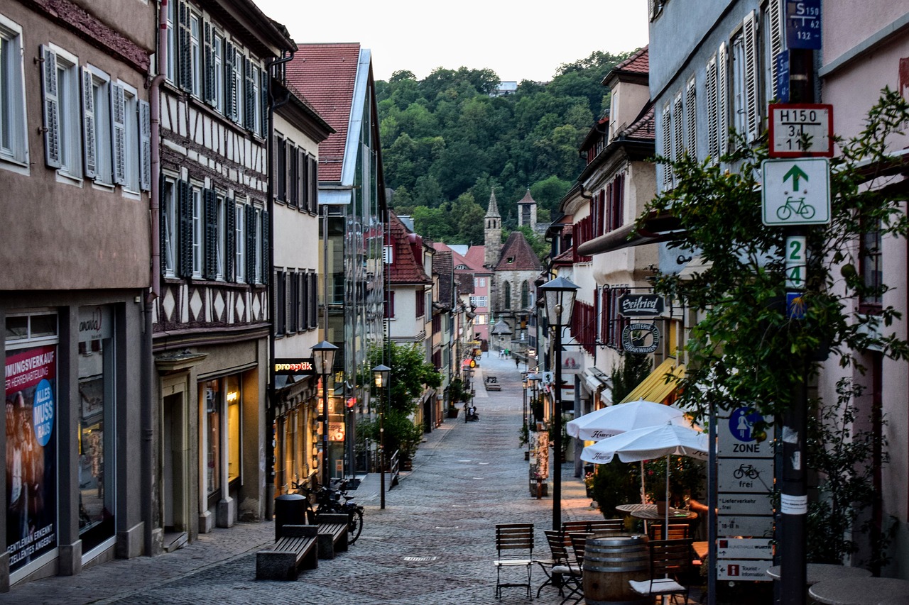 Busy old fashioned street in Europe