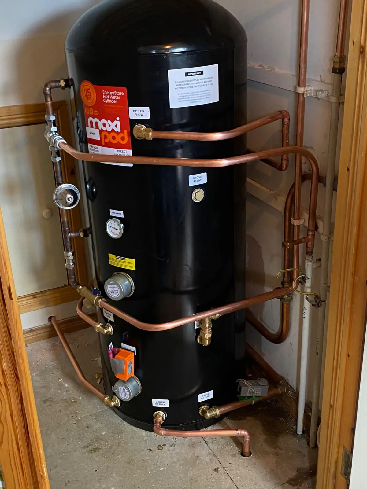 Hot water cylinder and copper pipework installation in Leitrim by DML Plumbing and Heating